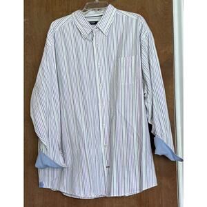 Cremieux Premium Denim Men's Button Shirt Striped Flip Cuff NWT 3XB BIG